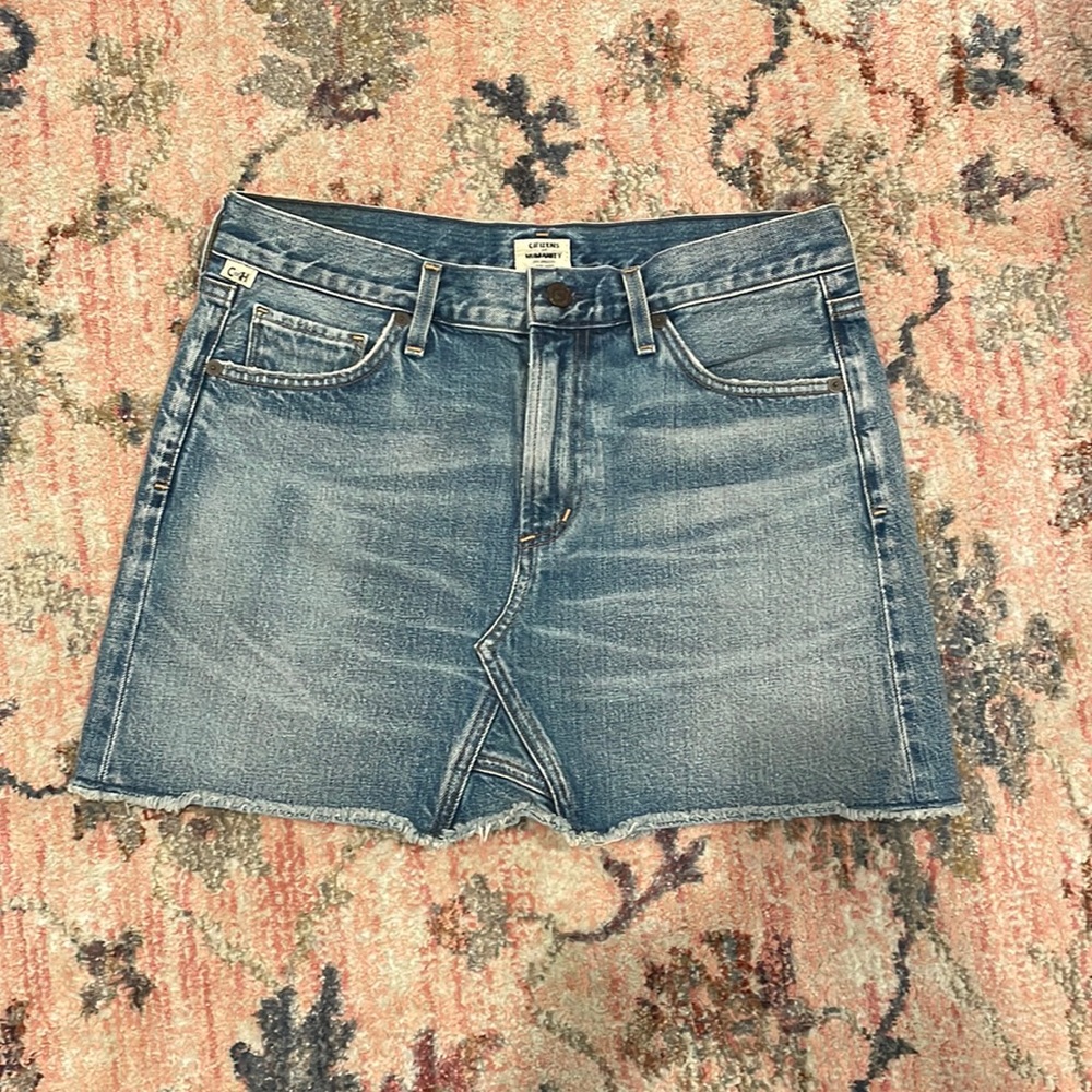 Citizens of Humanity Premium Vintage Denim Skirt Frayed hem